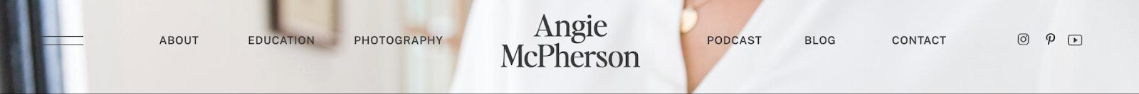 Screenshot of Angie's user-friendly website menu designed for easy client navigation